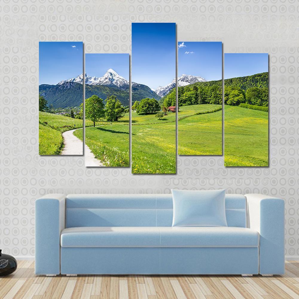 Summer Landscape In The Alps National Park Bavaria Germany Canvas Wall Art-5 Pop-Gallery Wrap-47" x 32"-Tiaracle