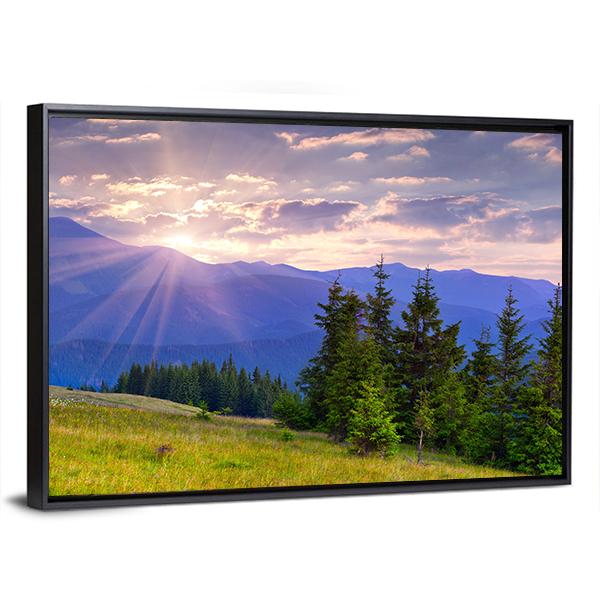 Summer Landscape In The Carpathian Mountains Canvas Wall Art-3 Horizontal-Gallery Wrap-25" x 16"-Tiaracle