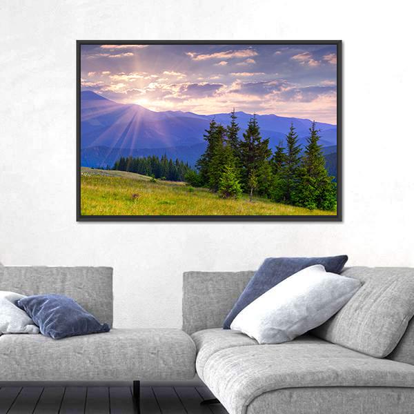 Summer Landscape In The Carpathian Mountains Canvas Wall Art-3 Horizontal-Gallery Wrap-25" x 16"-Tiaracle