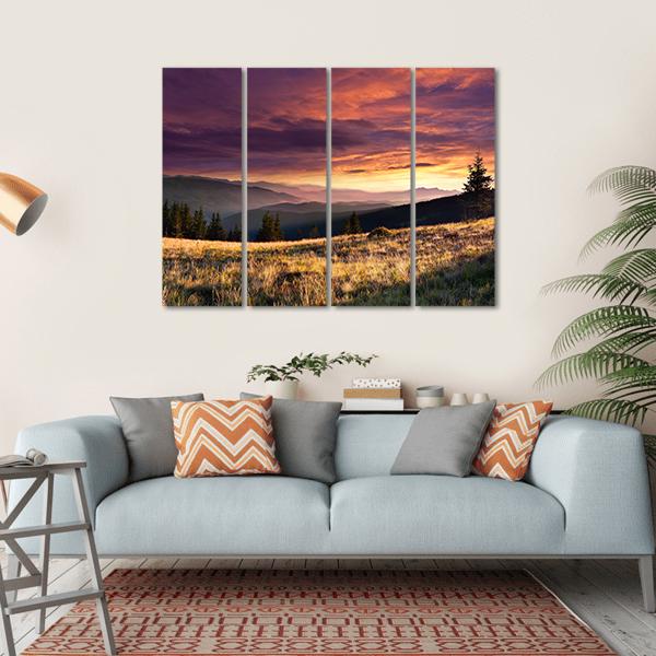 Summer Landscape In The Mountains Canvas Wall Art-4 Horizontal-Gallery Wrap-34" x 24"-Tiaracle