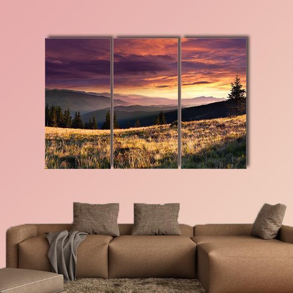Summer Landscape In The Mountains Canvas Wall Art-3 Horizontal-Gallery Wrap-25" x 16"-Tiaracle