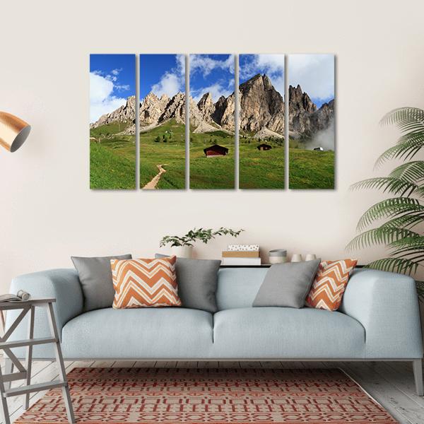 Summer Landscape Of Cir Group From Gardena Pass Canvas Wall Art-5 Horizontal-Gallery Wrap-22" x 12"-Tiaracle