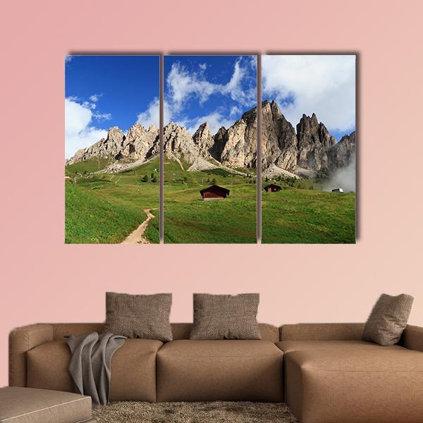 Summer Landscape Of Cir Group From Gardena Pass Canvas Wall Art-3 Horizontal-Gallery Wrap-37&quot; x 24&quot;-Tiaracle
