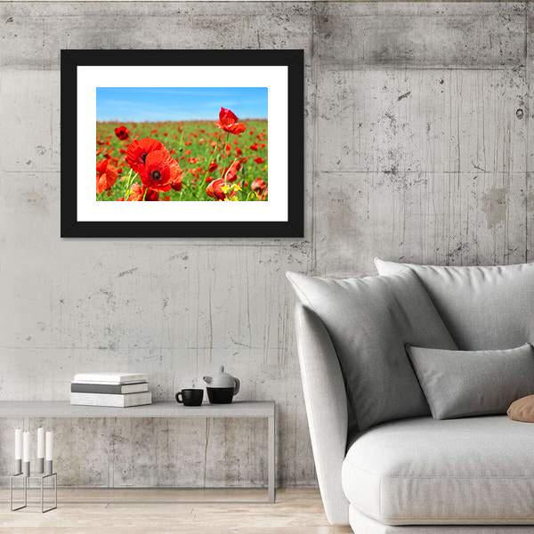 Summer Landscape Wild Poppy Flowers Field Canvas Wall Art-3 Horizontal-Gallery Wrap-25" x 16"-Tiaracle