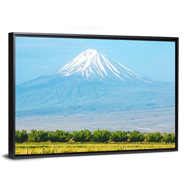 Summer Landscape With Ararat Mountain Canvas Wall Art-3 Horizontal-Gallery Wrap-25" x 16"-Tiaracle