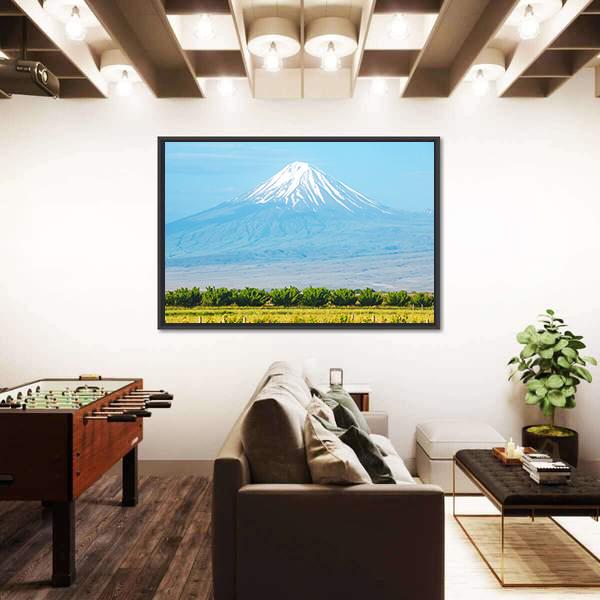 Summer Landscape With Ararat Mountain Canvas Wall Art-3 Horizontal-Gallery Wrap-25" x 16"-Tiaracle