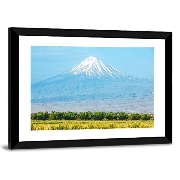 Summer Landscape With Ararat Mountain Canvas Wall Art-3 Horizontal-Gallery Wrap-25" x 16"-Tiaracle