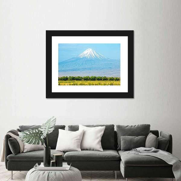 Summer Landscape With Ararat Mountain Canvas Wall Art-3 Horizontal-Gallery Wrap-25" x 16"-Tiaracle
