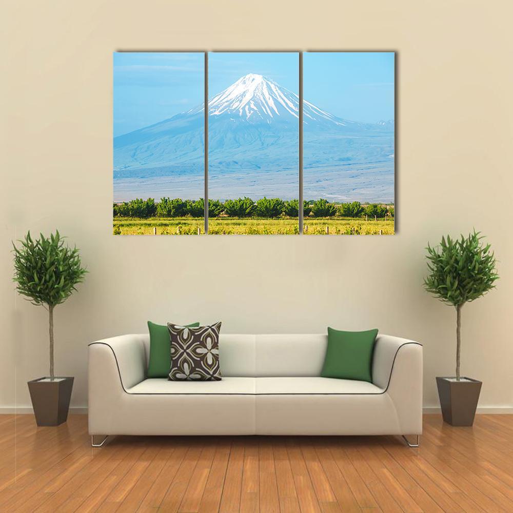 Summer Landscape With Ararat Mountain Canvas Wall Art-3 Horizontal-Gallery Wrap-37" x 24"-Tiaracle