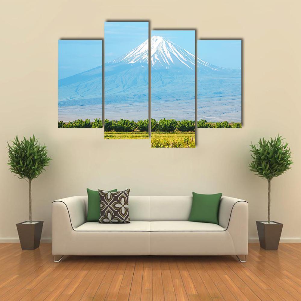 Summer Landscape With Ararat Mountain Canvas Wall Art-4 Pop-Gallery Wrap-50" x 32"-Tiaracle
