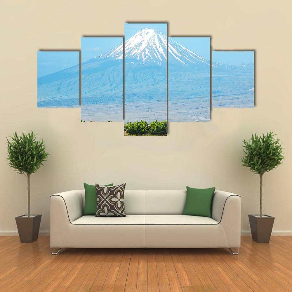 Summer Landscape With Ararat Mountain Canvas Wall Art-5 Star-Gallery Wrap-62" x 32"-Tiaracle