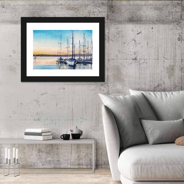 Summer Landscape With Sailboats In Bay Canvas Wall Art-3 Horizontal-Gallery Wrap-25" x 16"-Tiaracle