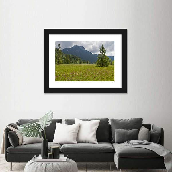 Summer Meadow With Mountain Canvas Wall Art-3 Horizontal-Gallery Wrap-25" x 16"-Tiaracle