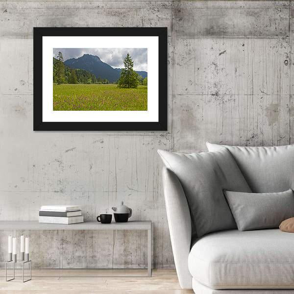 Summer Meadow With Mountain Canvas Wall Art-3 Horizontal-Gallery Wrap-25" x 16"-Tiaracle