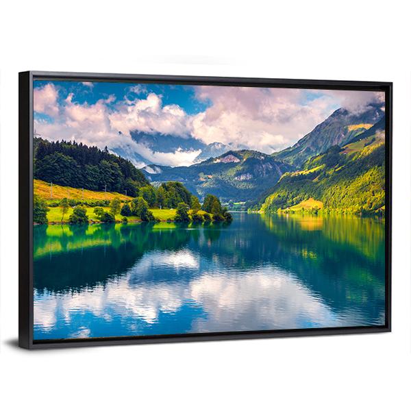Summer Morning On Lungerersee Lake Canvas Wall Art-3 Horizontal-Gallery Wrap-25" x 16"-Tiaracle