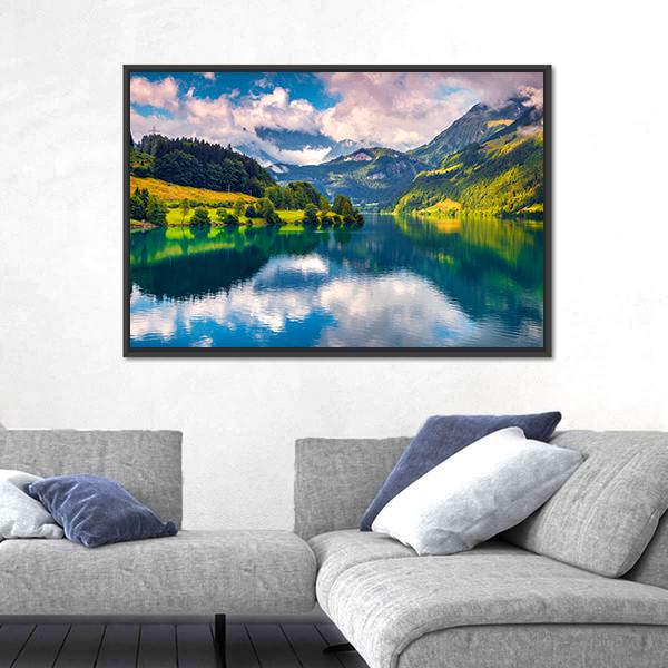 Summer Morning On Lungerersee Lake Canvas Wall Art-3 Horizontal-Gallery Wrap-25" x 16"-Tiaracle