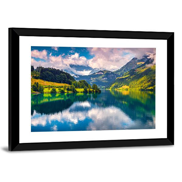 Summer Morning On Lungerersee Lake Canvas Wall Art-3 Horizontal-Gallery Wrap-25" x 16"-Tiaracle