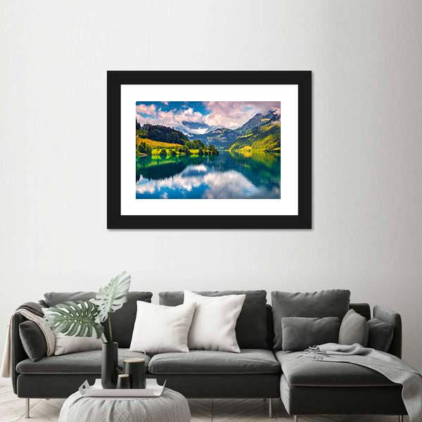Summer Morning On Lungerersee Lake Canvas Wall Art-3 Horizontal-Gallery Wrap-25" x 16"-Tiaracle