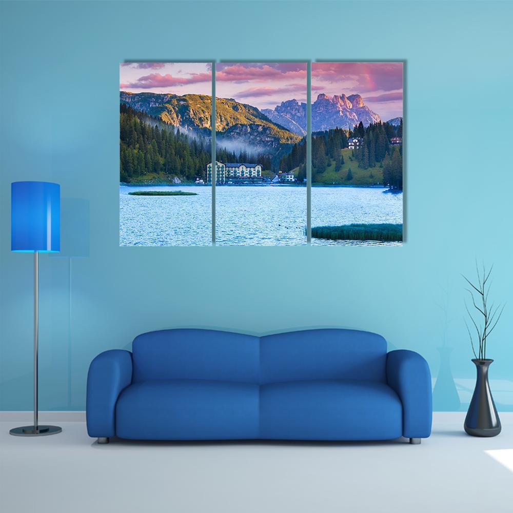 Summer Morning On The Lake Misurina Canvas Wall Art-3 Horizontal-Gallery Wrap-37" x 24"-Tiaracle