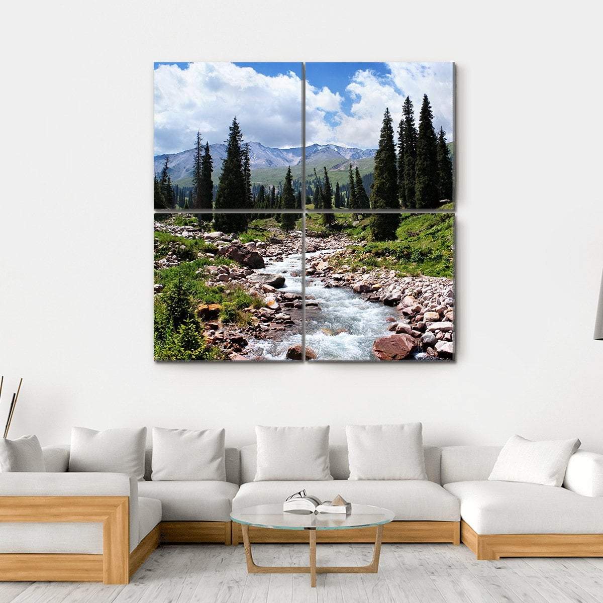 Summer Mountain Valley Kazakhstan Canvas Wall Art-4 Square-Gallery Wrap-17" x 17"-Tiaracle