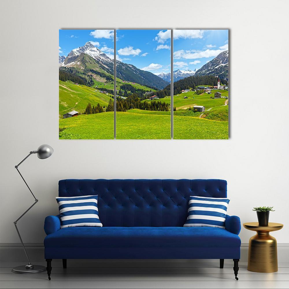 Summer Mountain View To Biberkopf Mount Canvas Wall Art-3 Horizontal-Gallery Wrap-37" x 24"-Tiaracle