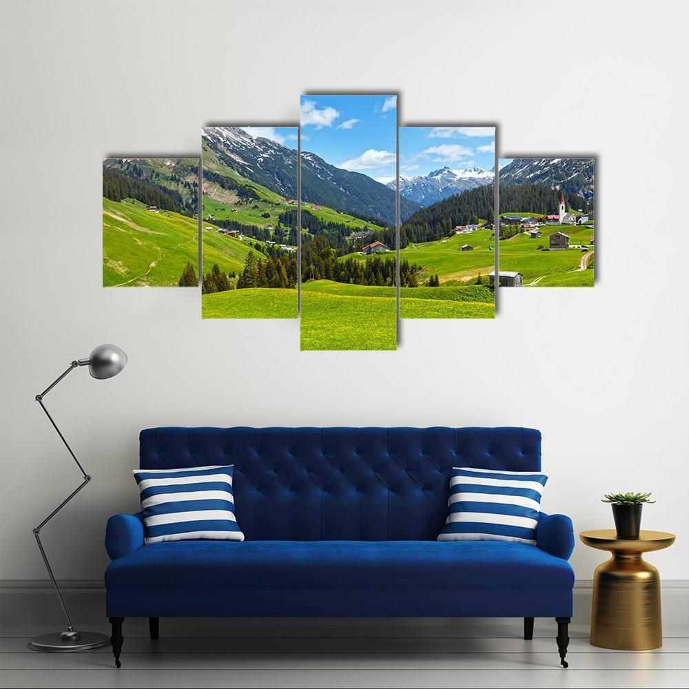 Summer Mountain View To Biberkopf Mount Canvas Wall Art-5 Star-Gallery Wrap-62" x 32"-Tiaracle