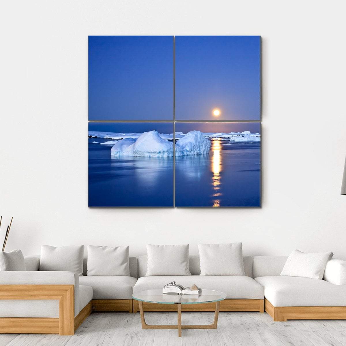 Summer Night In Antarctica Canvas Wall Art-4 Square-Gallery Wrap-17" x 17"-Tiaracle