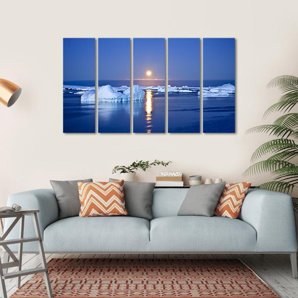 Summer Night In Antarctica Canvas Wall Art-5 Horizontal-Gallery Wrap-22" x 12"-Tiaracle