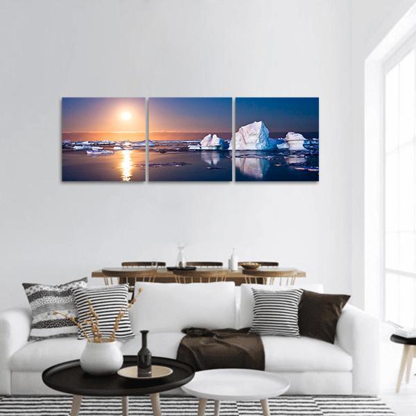 Summer Night In Antarctica Panoramic Canvas Wall Art-3 Piece-25" x 08"-Tiaracle