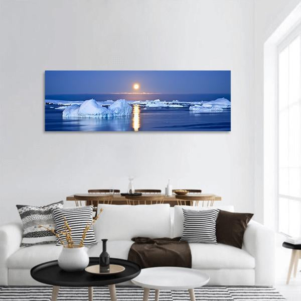 Summer Night In Antarctica Panoramic Canvas Wall Art-3 Piece-25" x 08"-Tiaracle