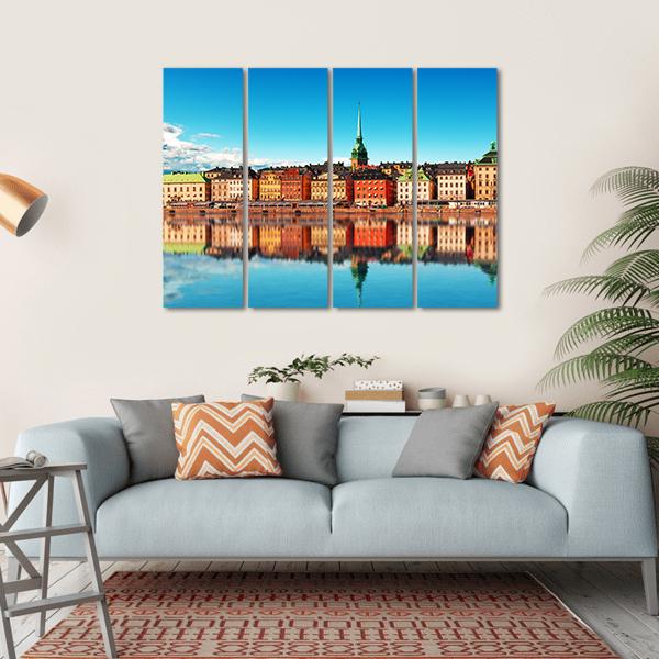 Gamla Stan Stockholm Canvas Wall Art-4 Horizontal-Gallery Wrap-34" x 24"-Tiaracle