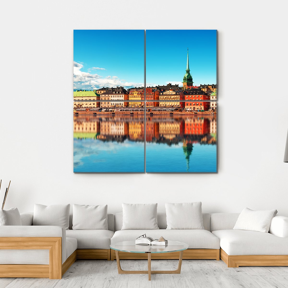 Gamla Stan Stockholm Canvas Wall Art-4 Square-Gallery Wrap-17" x 17"-Tiaracle