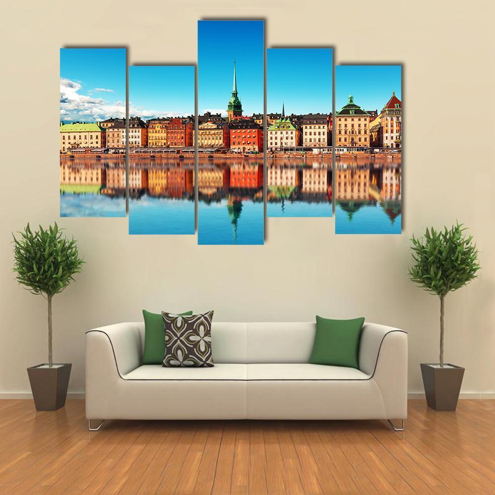Gamla Stan Stockholm Canvas Wall Art-5 Pop-Gallery Wrap-47" x 32"-Tiaracle
