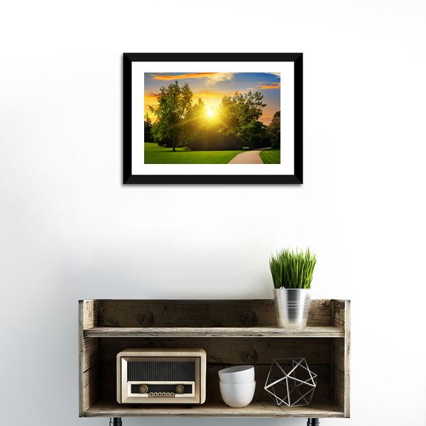 Summer Park And Sunset Canvas Wall Art-3 Horizontal-Gallery Wrap-25" x 16"-Tiaracle