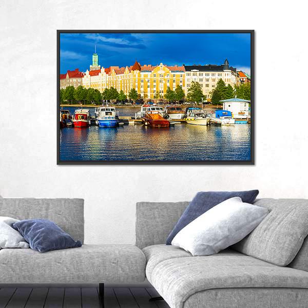 Summer Scenery Of The Old Town In Helsinki Canvas Wall Art-5 Horizontal-Gallery Wrap-22" x 12"-Tiaracle