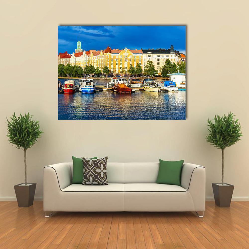 Summer Scenery Of The Old Town In Helsinki Canvas Wall Art-4 Horizontal-Gallery Wrap-34" x 24"-Tiaracle