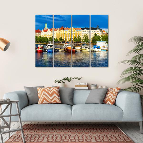 Summer Scenery Of The Old Town In Helsinki Canvas Wall Art-4 Horizontal-Gallery Wrap-34" x 24"-Tiaracle