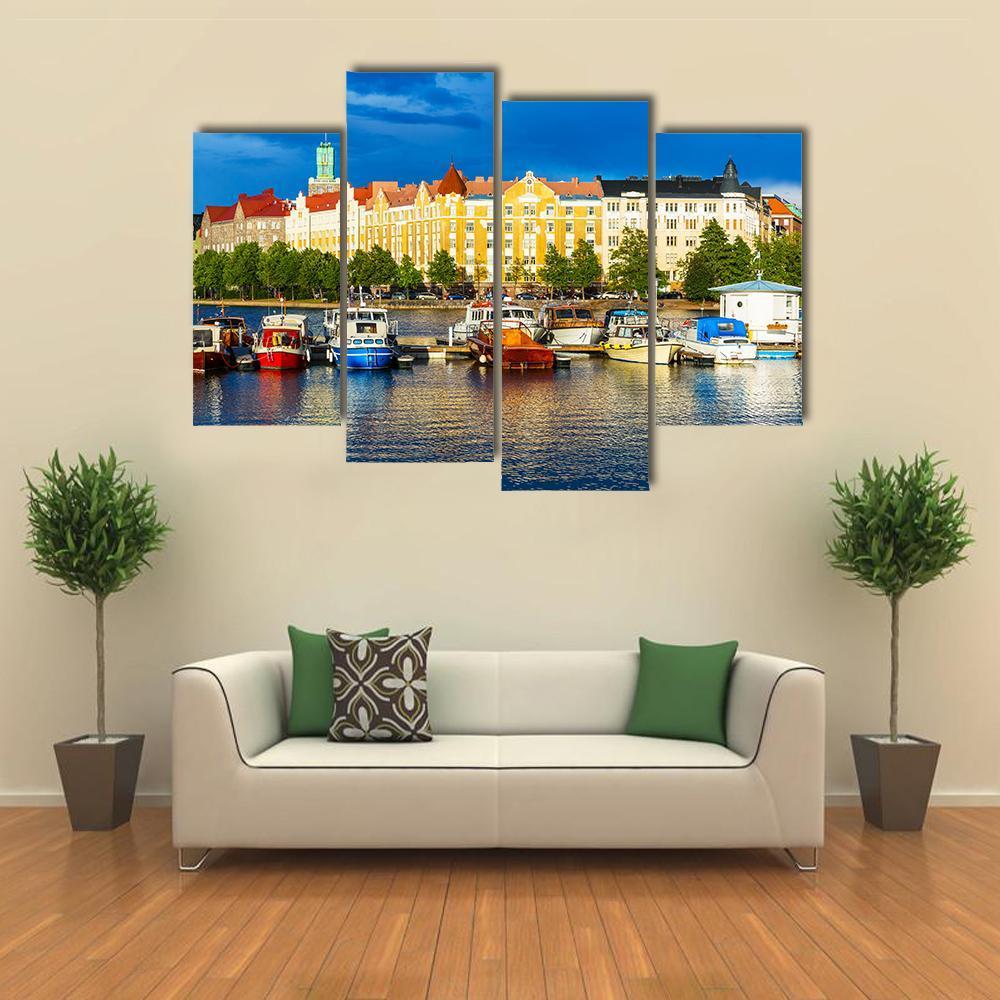 Summer Scenery Of The Old Town In Helsinki Canvas Wall Art-4 Pop-Gallery Wrap-50" x 32"-Tiaracle
