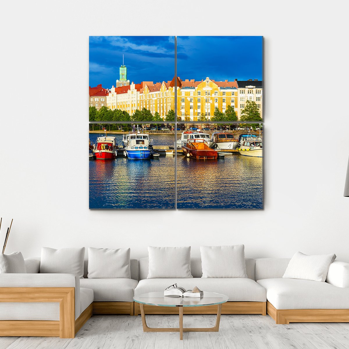 Summer Scenery Of The Old Town In Helsinki Canvas Wall Art-4 Square-Gallery Wrap-17" x 17"-Tiaracle