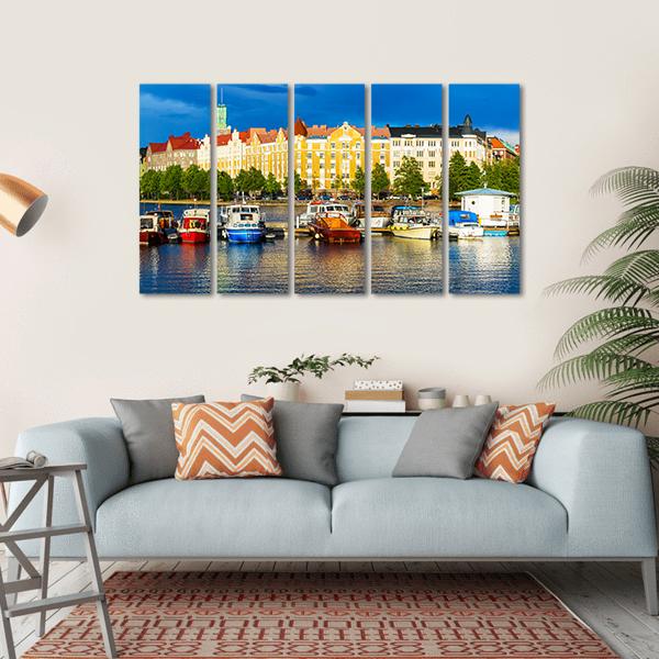 Summer Scenery Of The Old Town In Helsinki Canvas Wall Art-5 Horizontal-Gallery Wrap-22" x 12"-Tiaracle