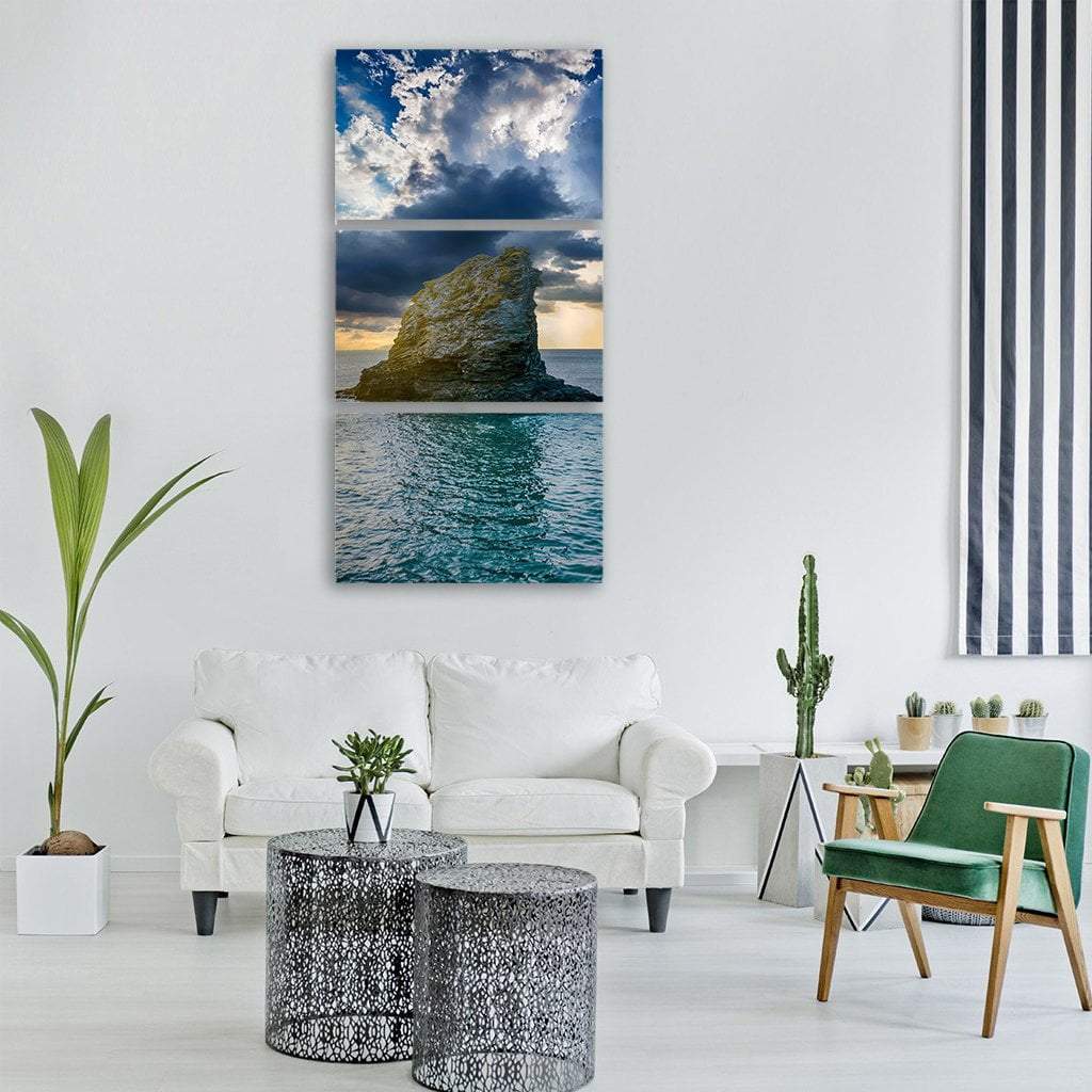 Summer Sea Landscape Vertical Canvas Wall Art-3 Vertical-Gallery Wrap-12" x 25"-Tiaracle
