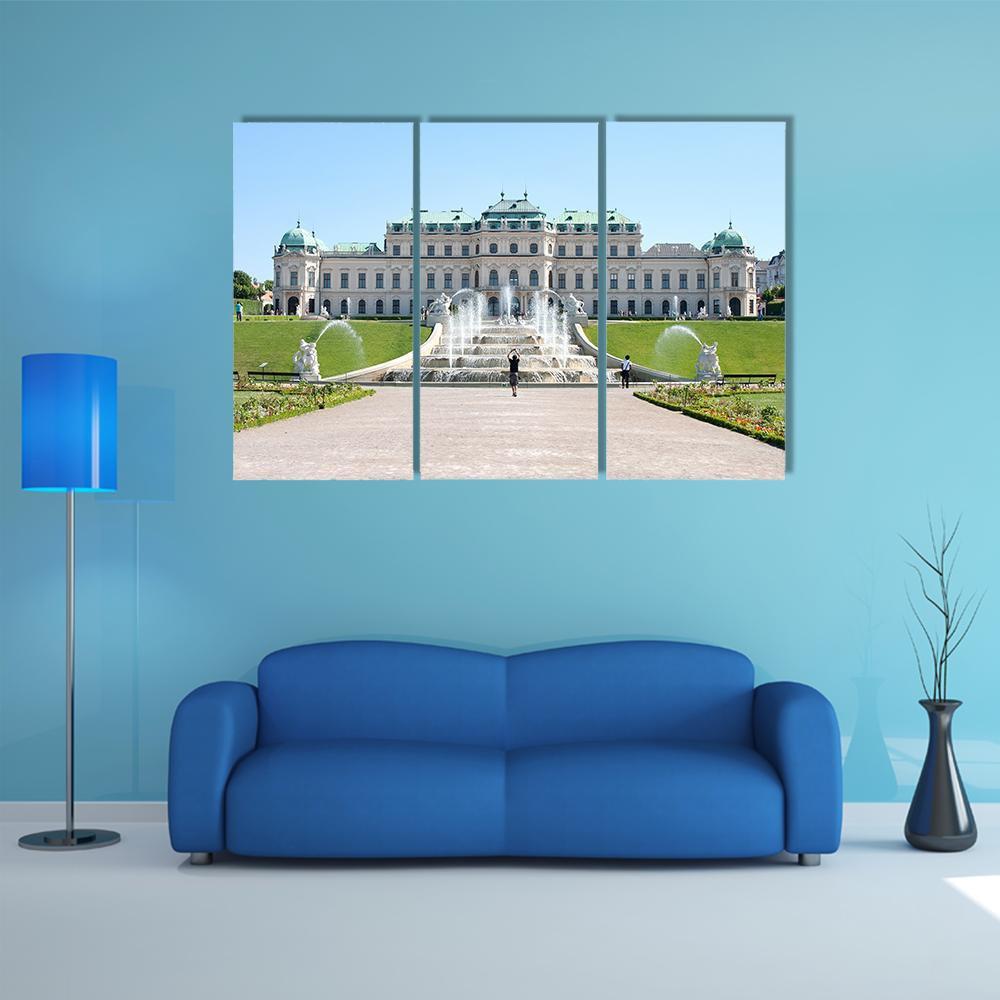 Summer Shot Of Belvedere Castle In Vienna Canvas Wall Art-3 Horizontal-Gallery Wrap-37" x 24"-Tiaracle