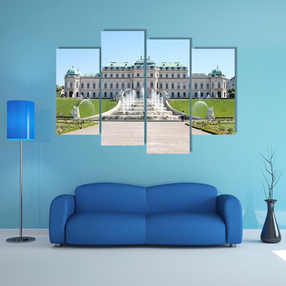 Summer Shot Of Belvedere Castle In Vienna Canvas Wall Art-4 Pop-Gallery Wrap-50" x 32"-Tiaracle