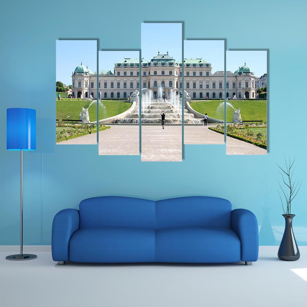 Summer Shot Of Belvedere Castle In Vienna Canvas Wall Art-5 Pop-Gallery Wrap-47" x 32"-Tiaracle