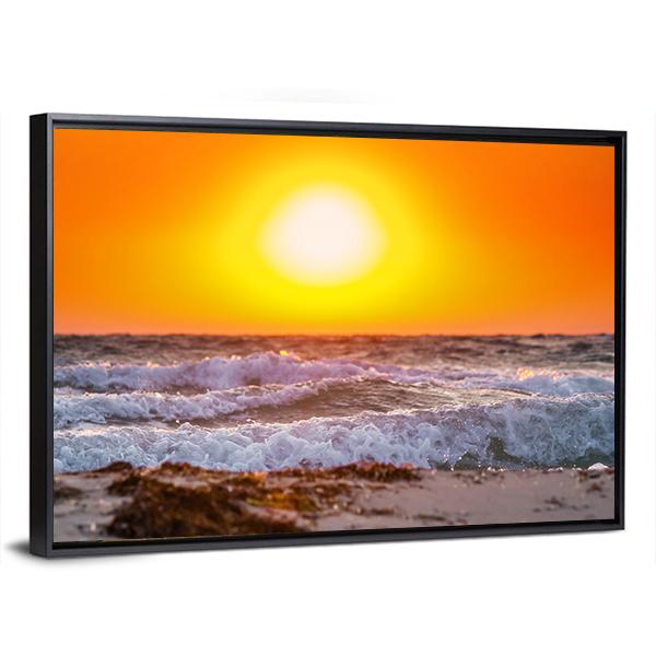 Summer Sunrise Above The Stormy Sea Canvas Wall Art-3 Horizontal-Gallery Wrap-25" x 16"-Tiaracle