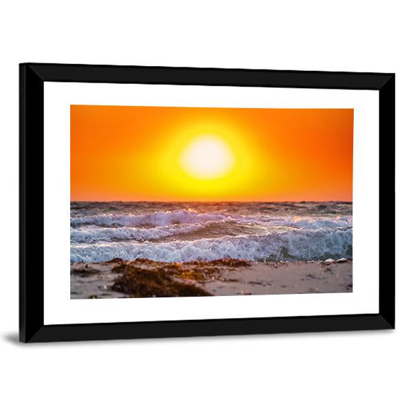 Summer Sunrise Above The Stormy Sea Canvas Wall Art-3 Horizontal-Gallery Wrap-25" x 16"-Tiaracle