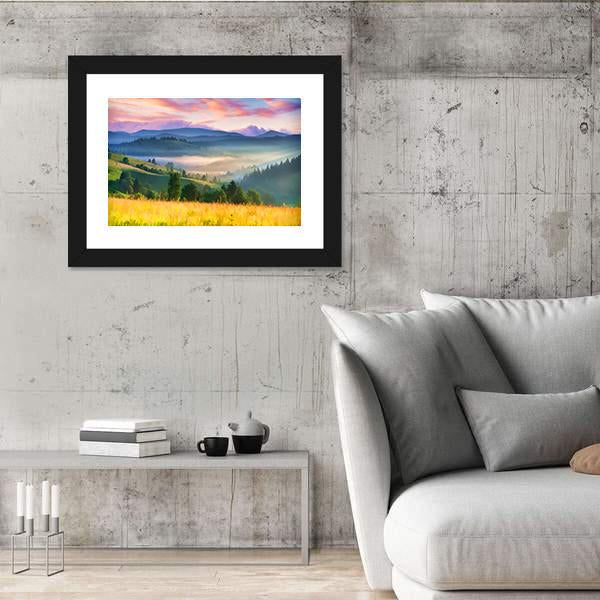 Summer Sunrise In The Mountains Vertical Canvas Wall Art-3 Vertical-Gallery Wrap-12" x 25"-Tiaracle