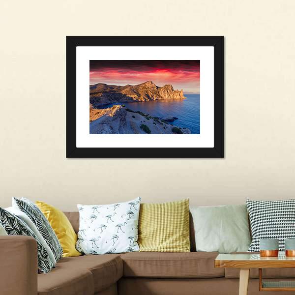 Summer Sunrise On Sea Canvas Wall Art-1 Piece-Framed Print-30" x 20"-Tiaracle