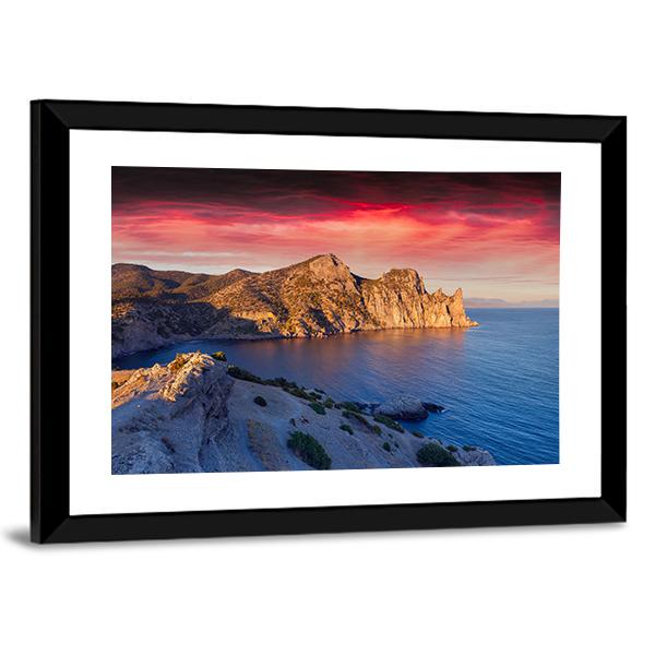 Summer Sunrise On Sea Canvas Wall Art-5 Horizontal-Gallery Wrap-22" x 12"-Tiaracle