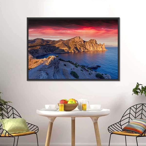 Summer Sunrise On Sea Panoramic Canvas Wall Art-1 Piece-36" x 12"-Tiaracle